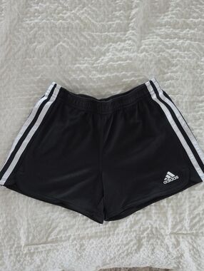 adidas Black Athletic Shorts with White Side Stripes